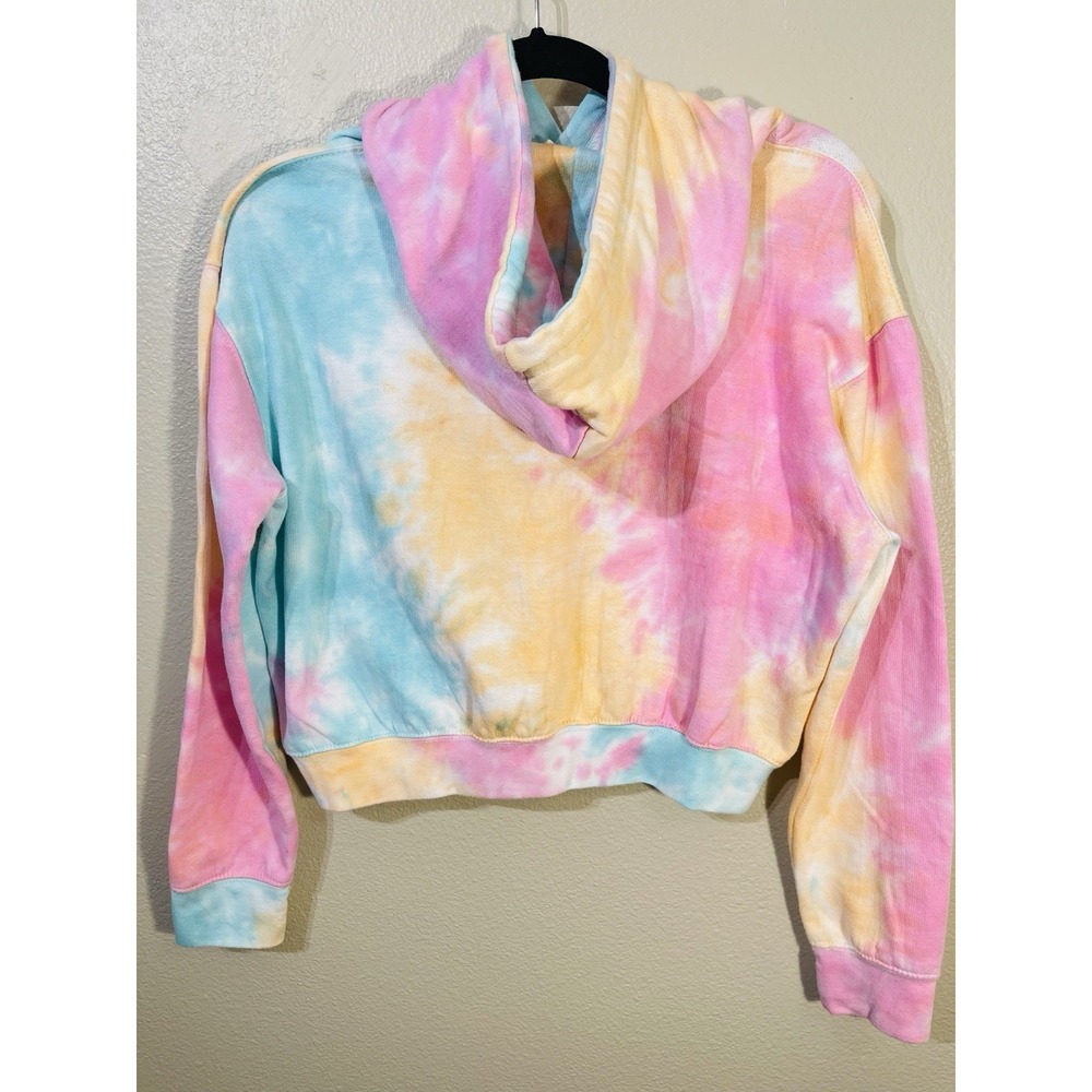Exist Tie Dye Cropped Oversized Hoodie Pink Surfer Beach Y2K Size S - Picture 2 of 5